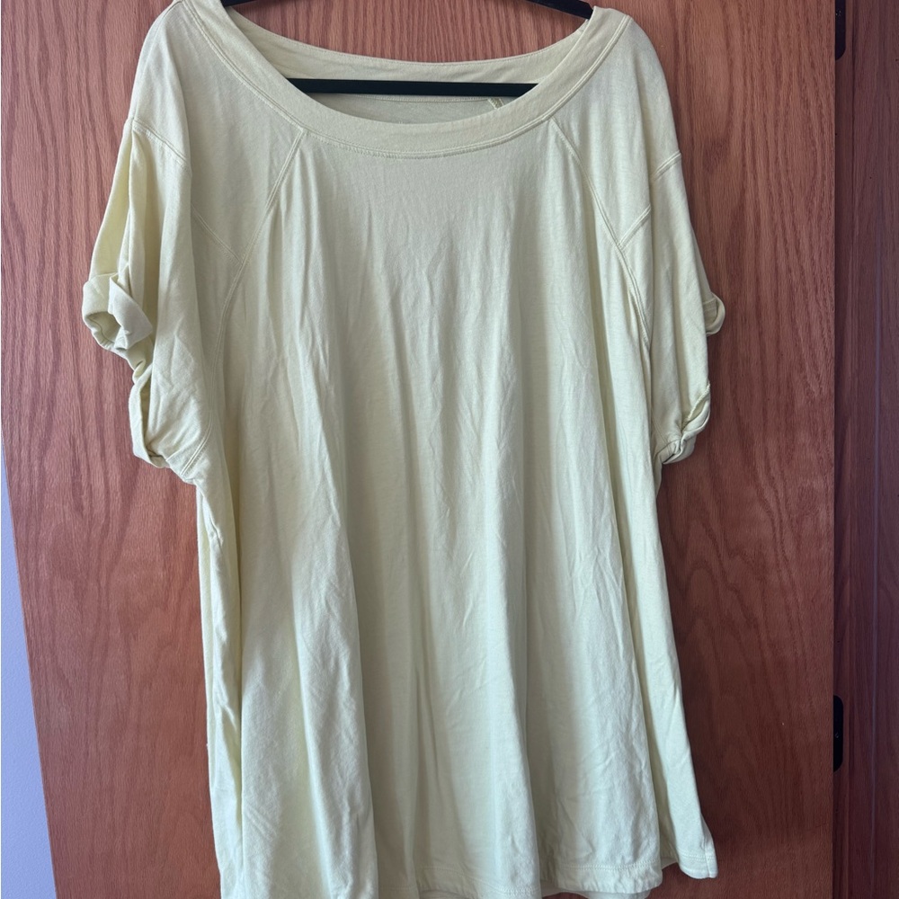 J. Jill Yellow Oversized Cuffed Sleeve T-Shirt